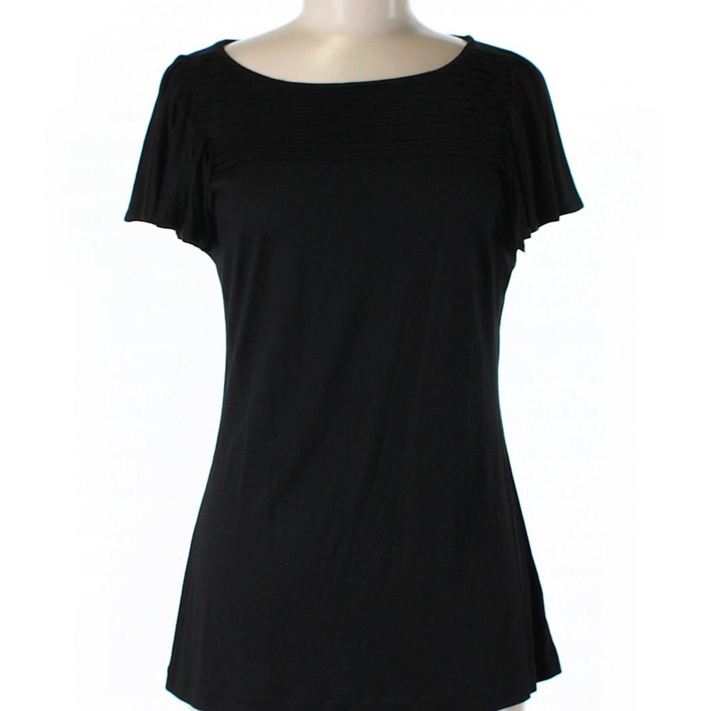 Banana Republic black short sleeve silk top